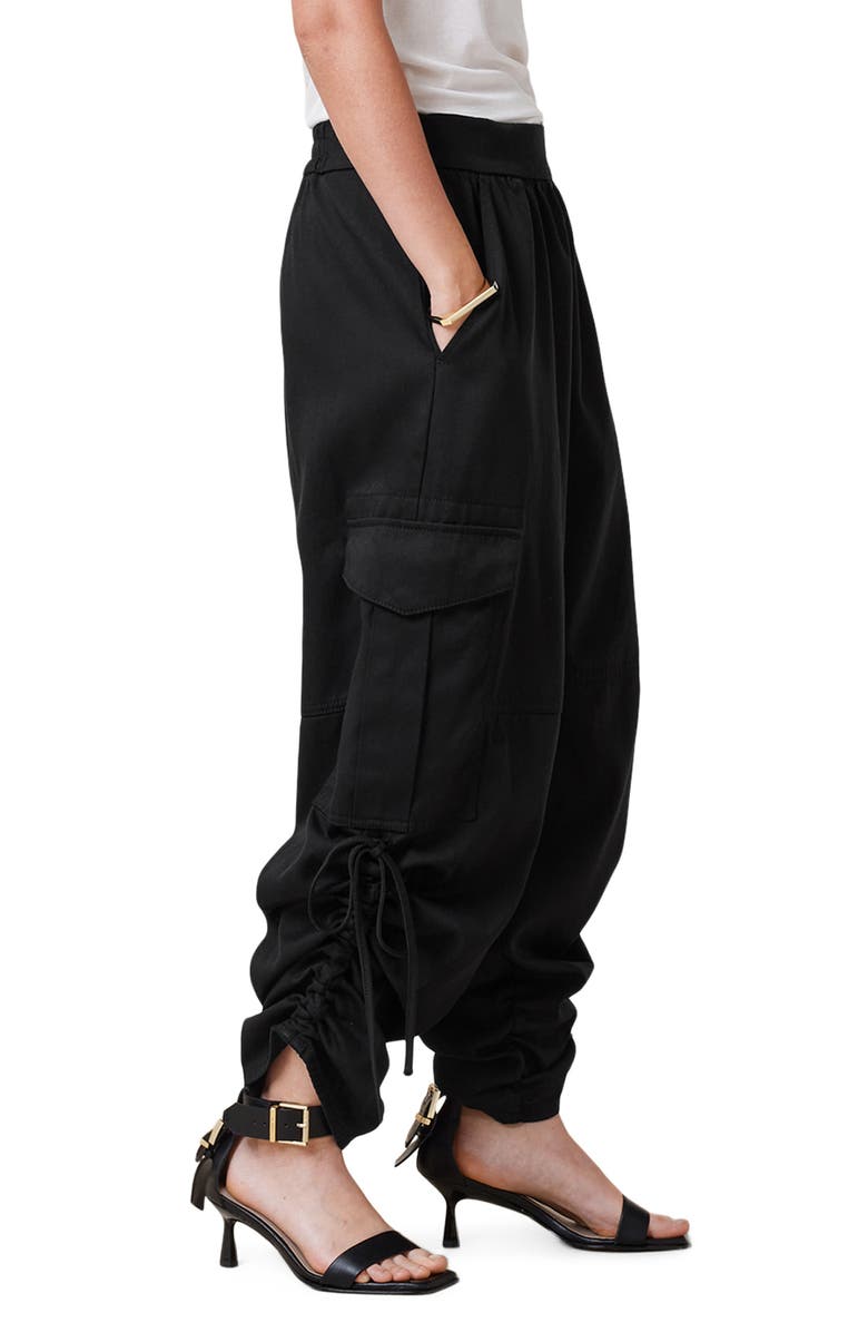 AllSaints Kaye Ruched Cargo Pants, Alternate, color, Black