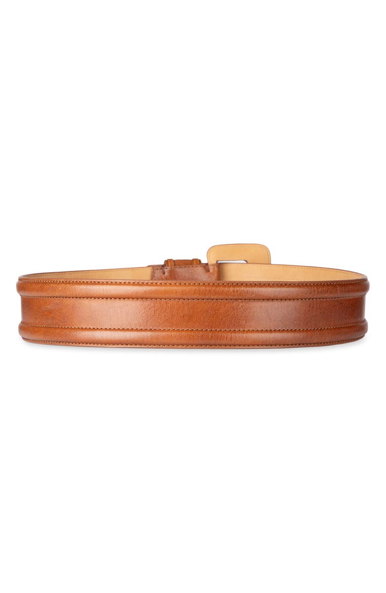 Sam Edelman Covered Buckle Faux Leather Belt, Alternate, color, Light Brown