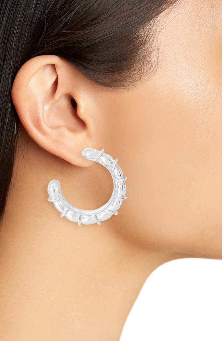 Karine Sultan Bohemian Hoop Earrings, Alternate, color, Silver