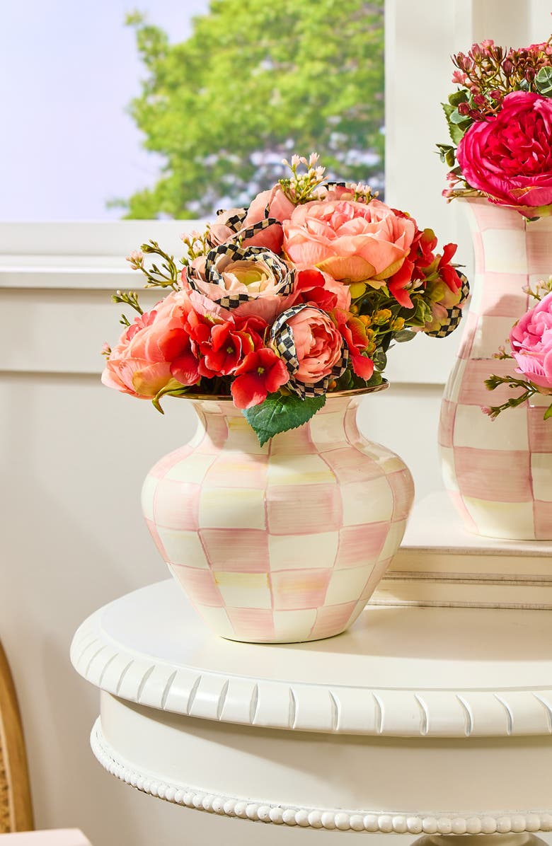 MACKENZIE CHILDS Rosy Check Large Enameled Steel Vase, Alternate, color, Rosy