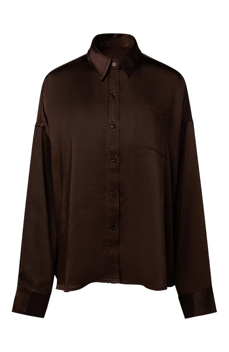 WeWoreWhat Cropped Button Front Shirt, Alternate, color, Chestnut