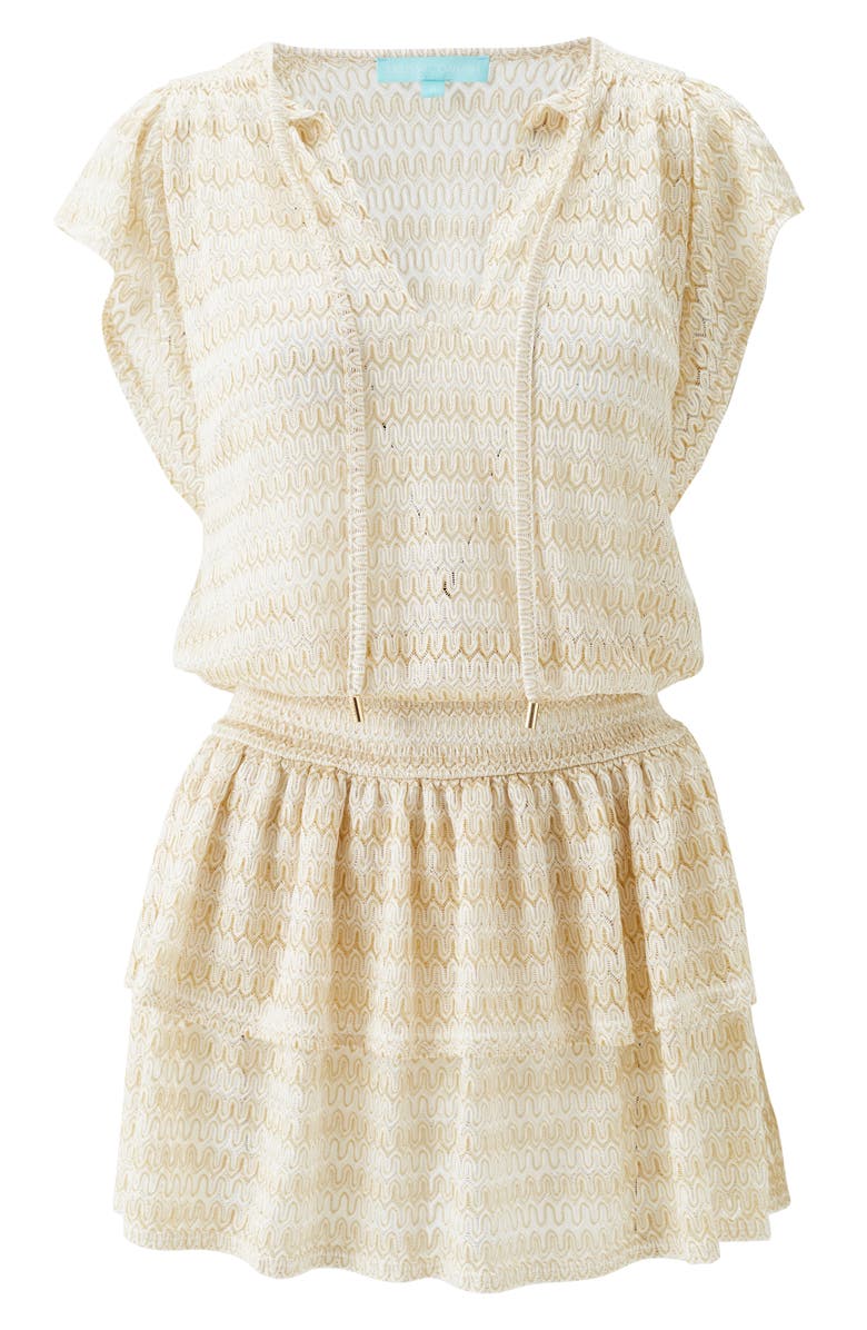 Melissa Odabash Remi Metallic Flutter Sleeve Tiered Cover-Up Minidress, Alternate, color, 