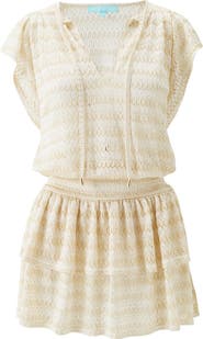 Melissa Odabash Remi Metallic Flutter Sleeve Tiered Cover-Up Minidress