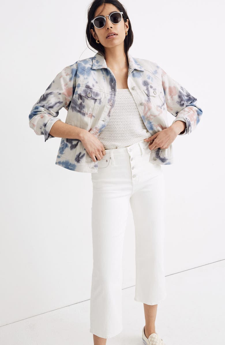 Madewell Tie Dye Raglan Oversize Denim Jacket, Alternate, color, 