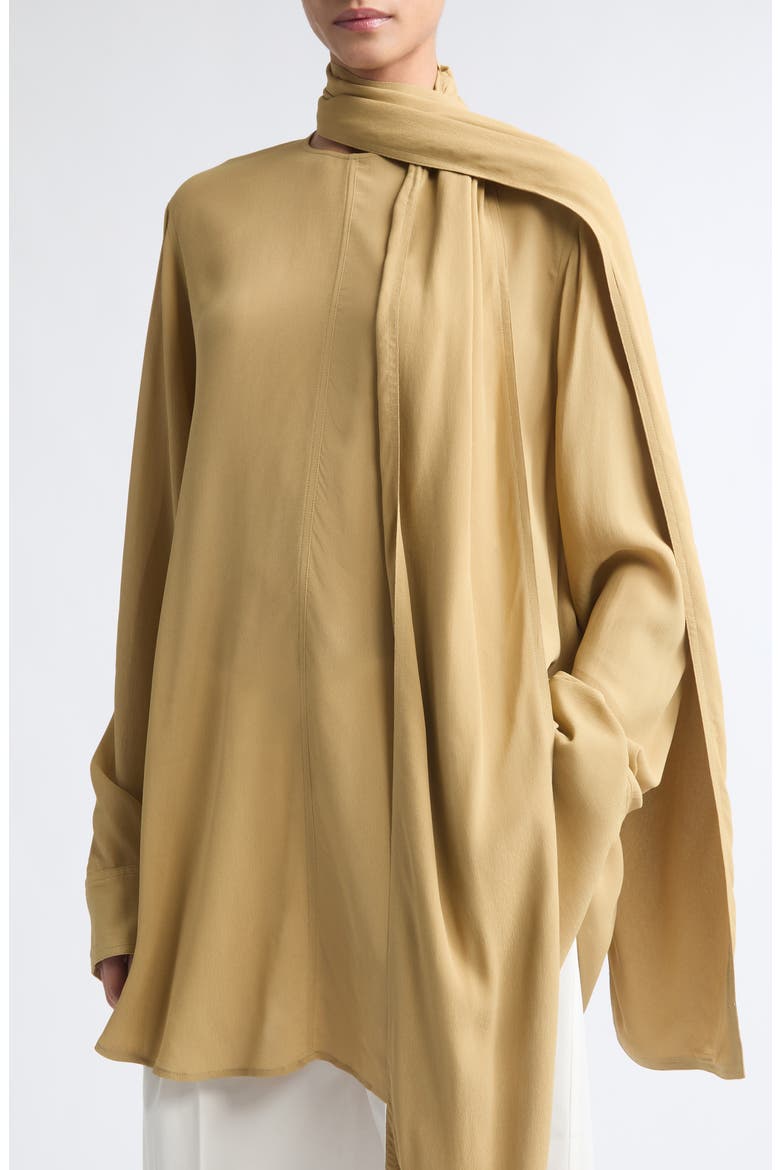 Drape Scarf Georgette Top, Alternate, color, DESERT