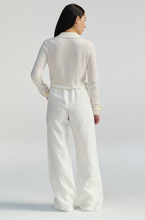 Almina Concept Button Up Knit Top In Ivory
