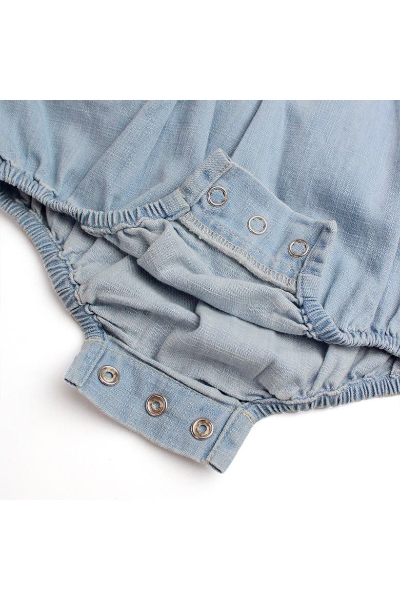 Long Sleeve Flutter Bubble Romper, Alternate, color, Light Wash