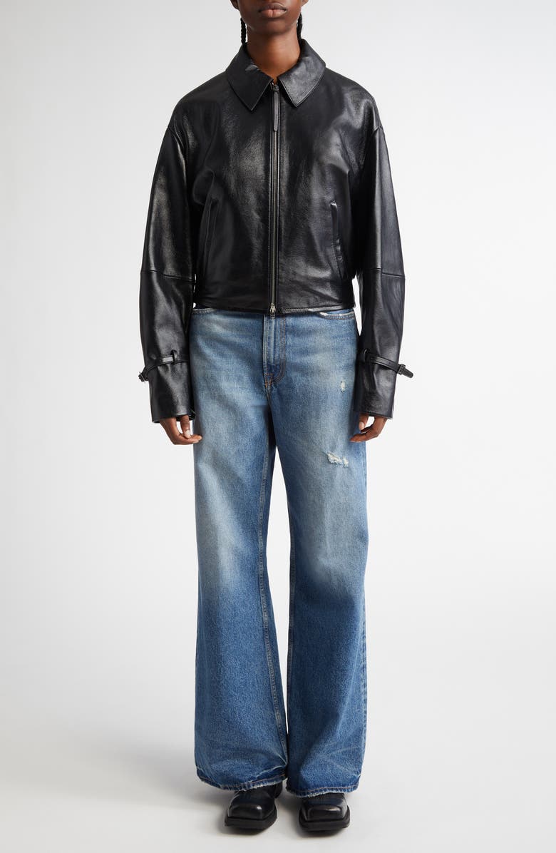 Acne Studios 2022 Organic Cotton Denim Wide Leg Jeans, Alternate, color, Mid Blue