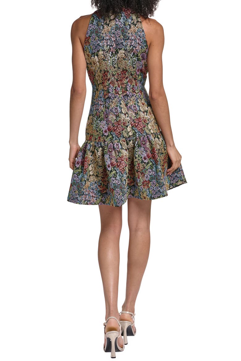 Floral Jacquard Drop Waist Minidress, Alternate, color, VIENNA BLUE MULTI