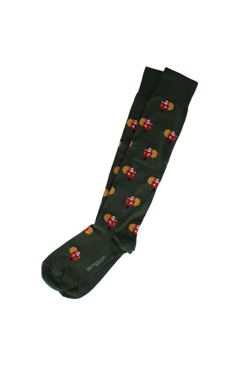 Trafalgar Santa's Delivery Novelty Over The Calf Mercerized Cotton Sock, Alternate, color, Green