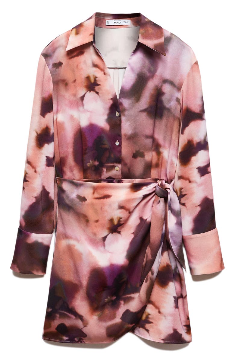 MANGO Gradient Floral Long Sleeve Minidress, Alternate, color,