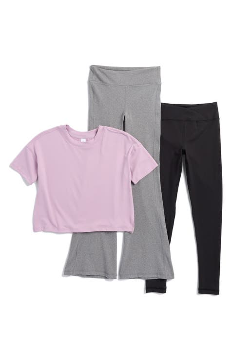 Kids' 3-Piece Performance Tee, Leggings & Flare Pants Set (Big Kid)