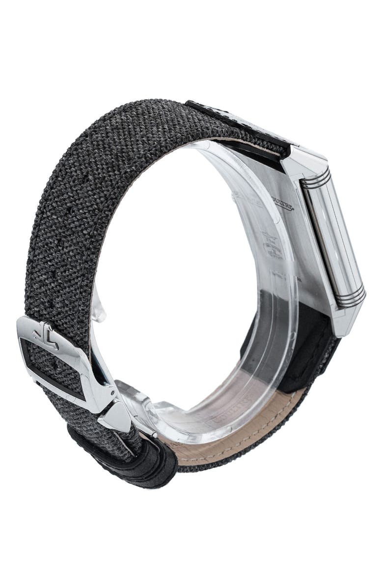 Watchfinder & Co. Jaeger-LeCoultre Preowned 2023 Reverso Tribute Small Seconds 713842J Textile & Leather Strap Watch, 27mm, Alternate, color, Silver/ White