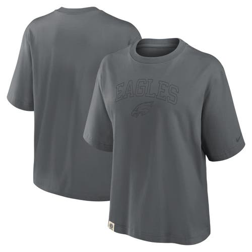 Nike Charcoal Philadelphia Eagles Glory Arch Boxy T-shirt In Gray