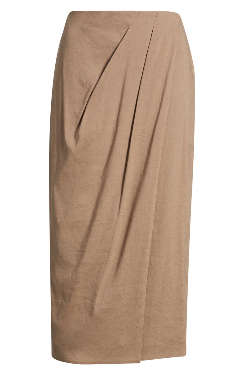 Nordstrom Linen Blend Wrap Midi Skirt, Main, color, Brown Lentil