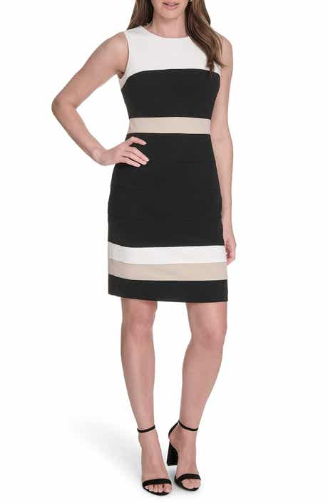 Tommy Hilfiger Sleeveless Colorblock Scuba Sheath Dress