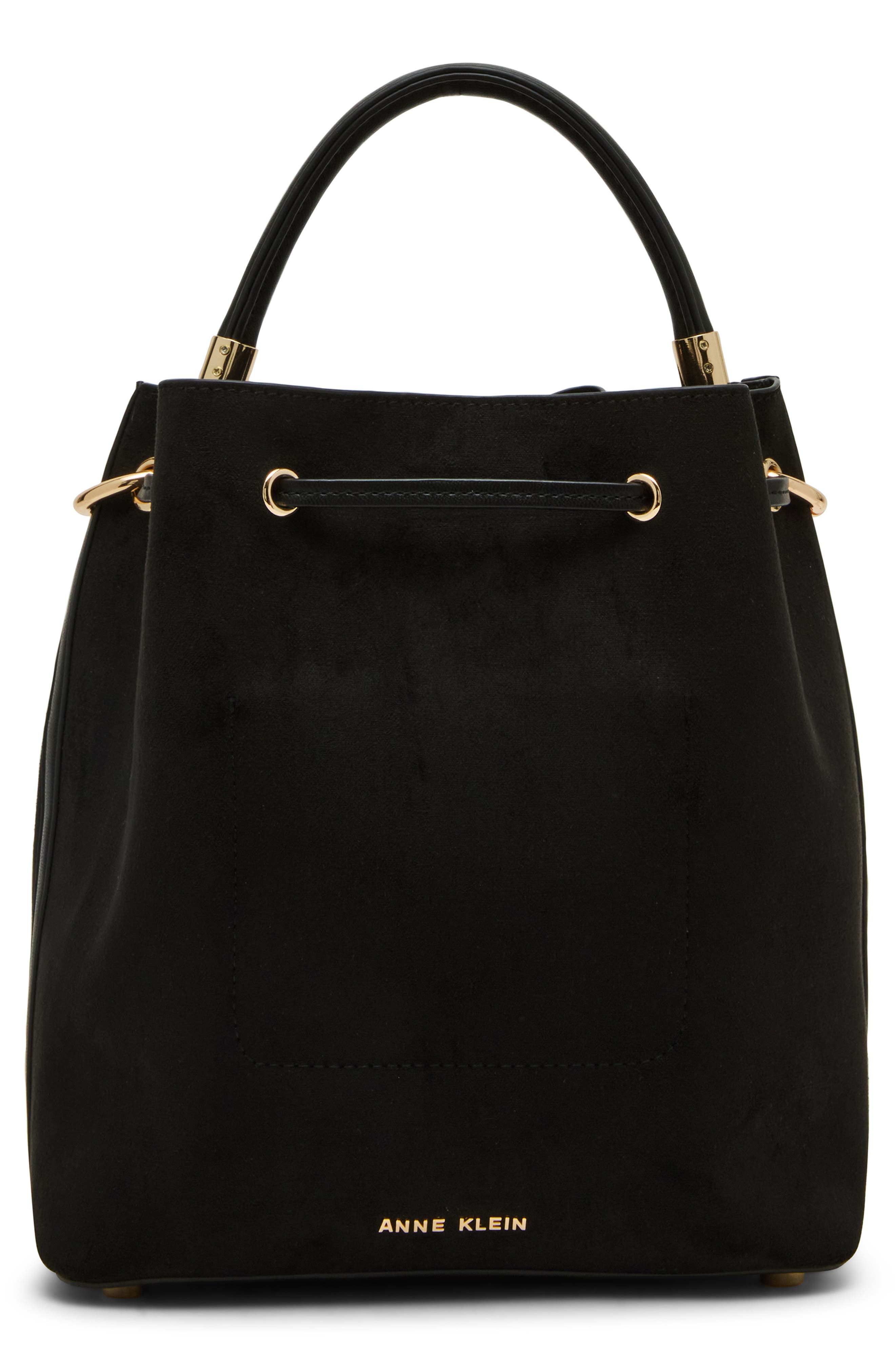 Anne Klein Midi Shoulder Bucket Bag, Alternate, color, Black