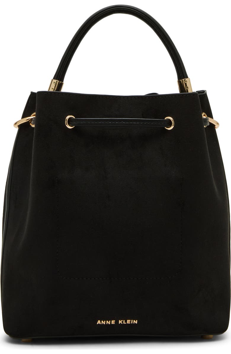 Anne Klein Midi Shoulder Bucket Bag, Alternate, color, Black