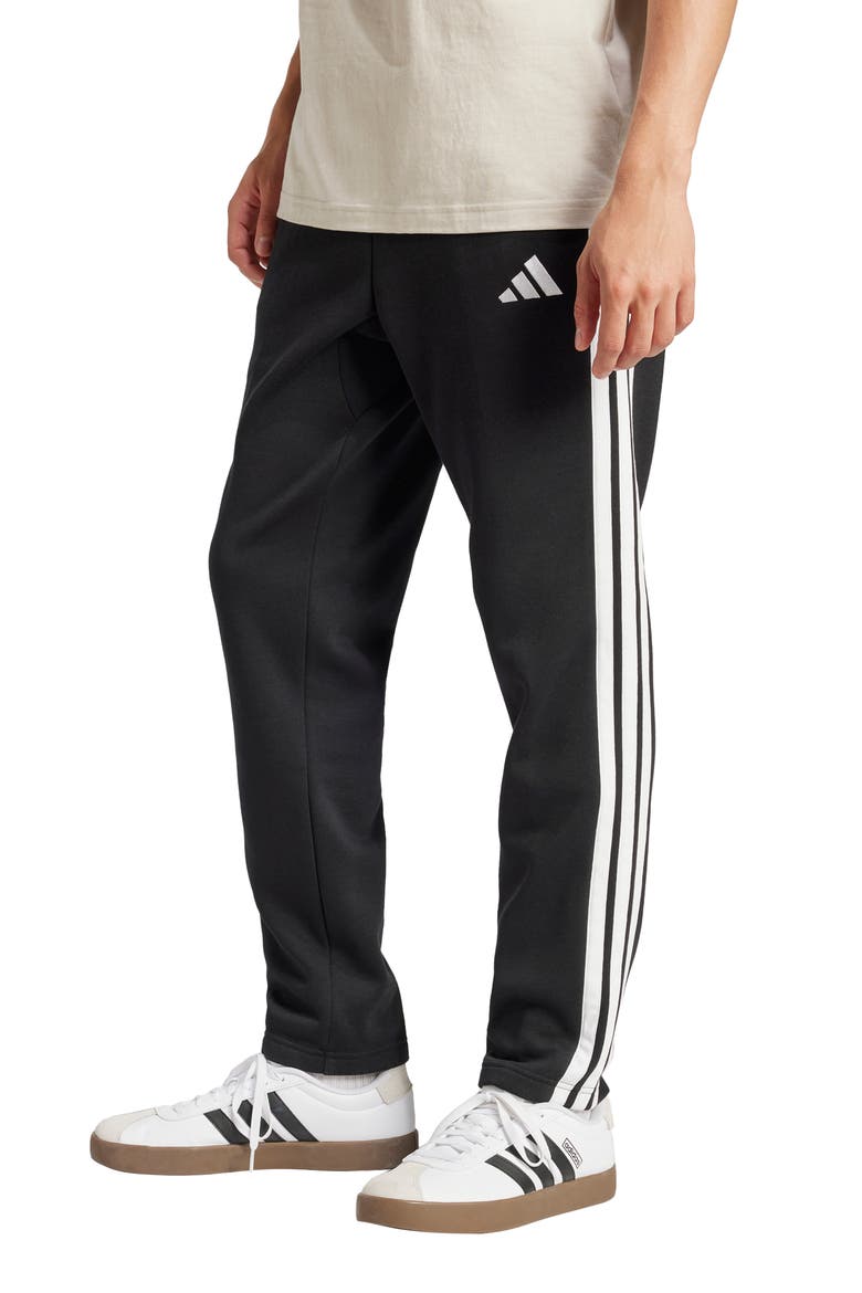 Essentials 3-Stripes Fleece Sweatpants, Main, color, BLACK/WHIT