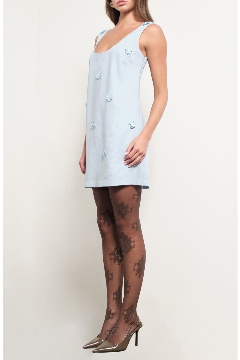 Crosby Floral Appliqué Shift Minidress, Alternate, color, ICE BLUE