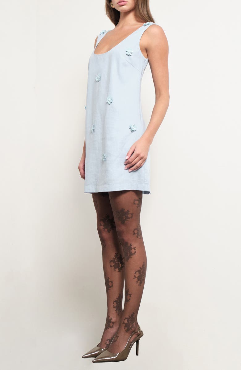 MAUDE CLUB Crosby Floral Appliqué Shift Minidress, Alternate, color, Ice Blue