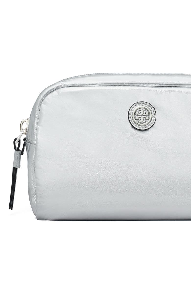 Tory Burch Virginia Metallic Cosmetic Bag, Alternate, color,