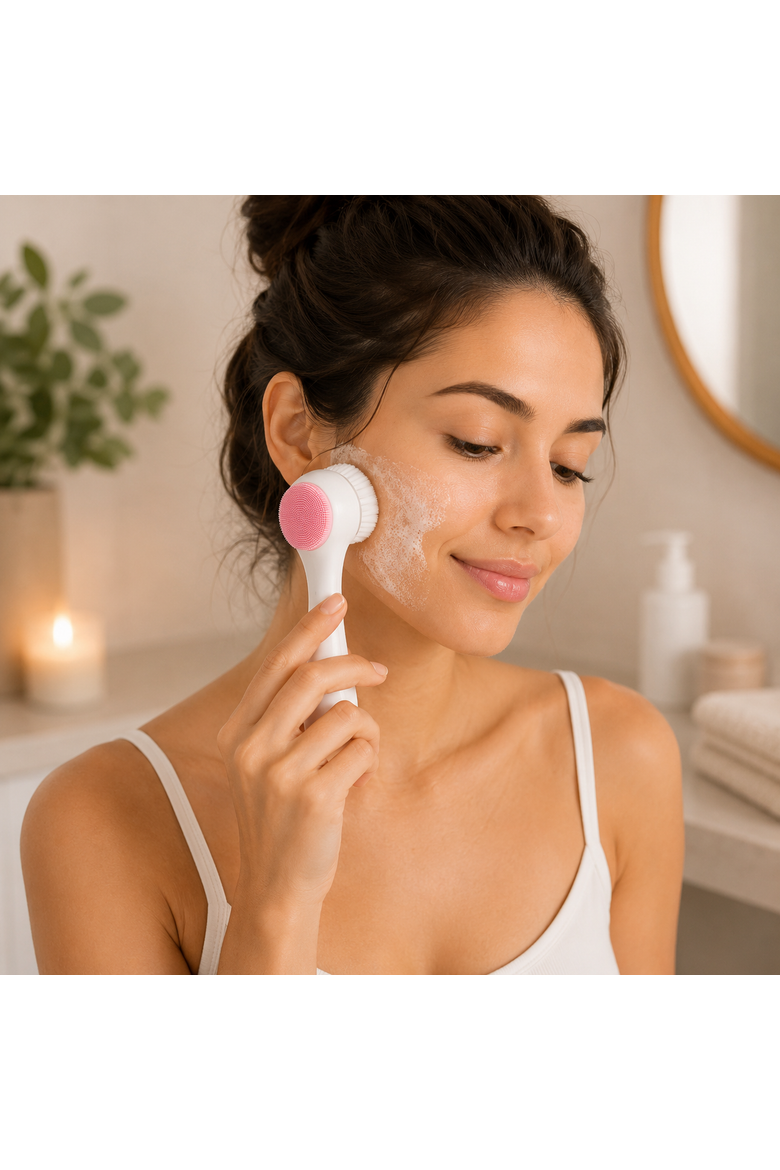 Perfect Skincare Duo Ice Cube Facial Roller & Dual Sided Facial Cleansing Brush, Alternate, color, Pink