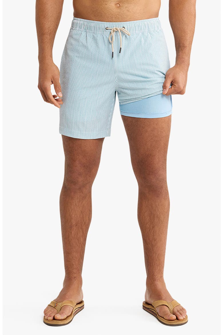 The Bayberry Medallion Print Water Repellent Swim Trunks, Alternate, color, SEAPINE SEERSUCKER