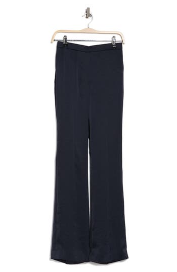 Theory Slim Fit Crushed Satin Pants In Nocturne Navy