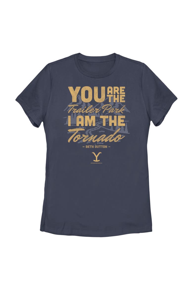 Women's Yellowstone Beth Dutton Trailer Park I Am The Tornado  Graphic T-Shirt, Main, color, Navy Blue