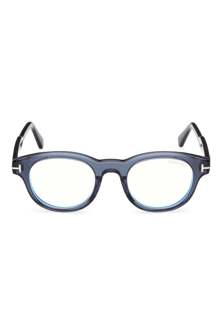 47mm Round Optical Glasses, Main, color, SHINY TRANSPARENT NAVY BLUE