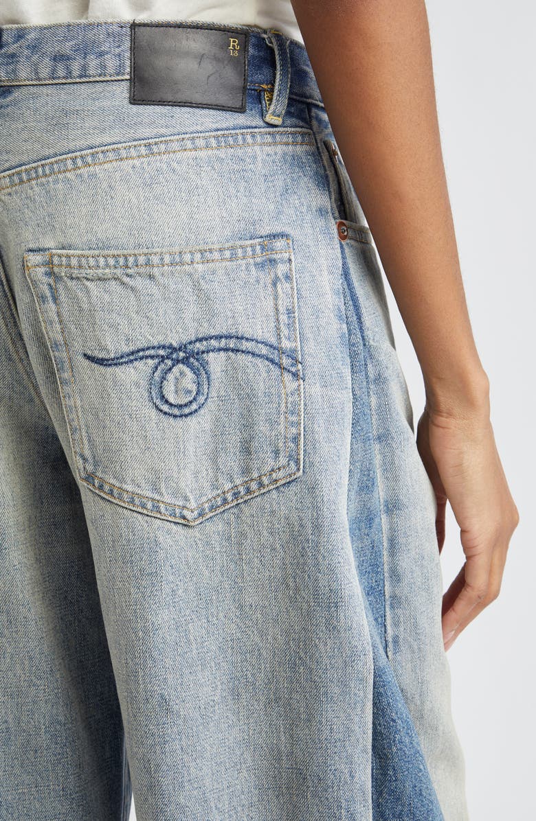 R13 Darcy Insert Loose Fit Jeans, Alternate, color, Vintage Indigo Colorblock
