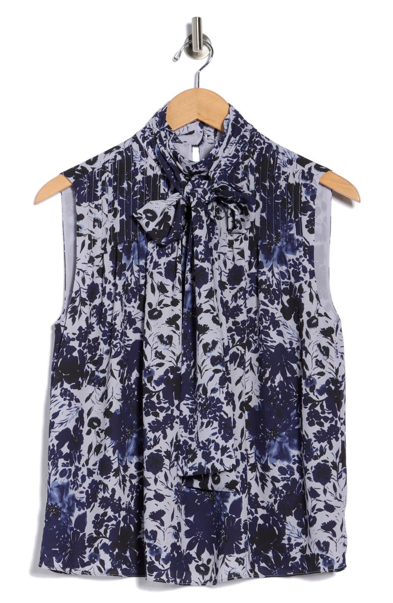 Derek Lam 10 Crosby Allie Sleeveless Bow Top, Main, color, Denim Blue Multi