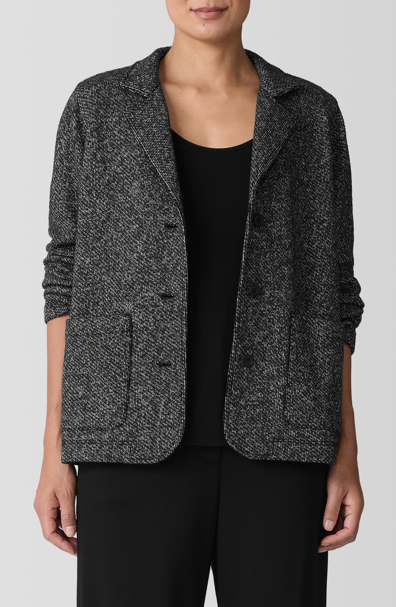 Eileen Fisher Organic Cotton Blazer, Main, color, Blkwh