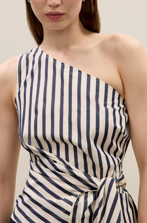 Rebecca Taylor Isla Stripe Poplin Top In Brown