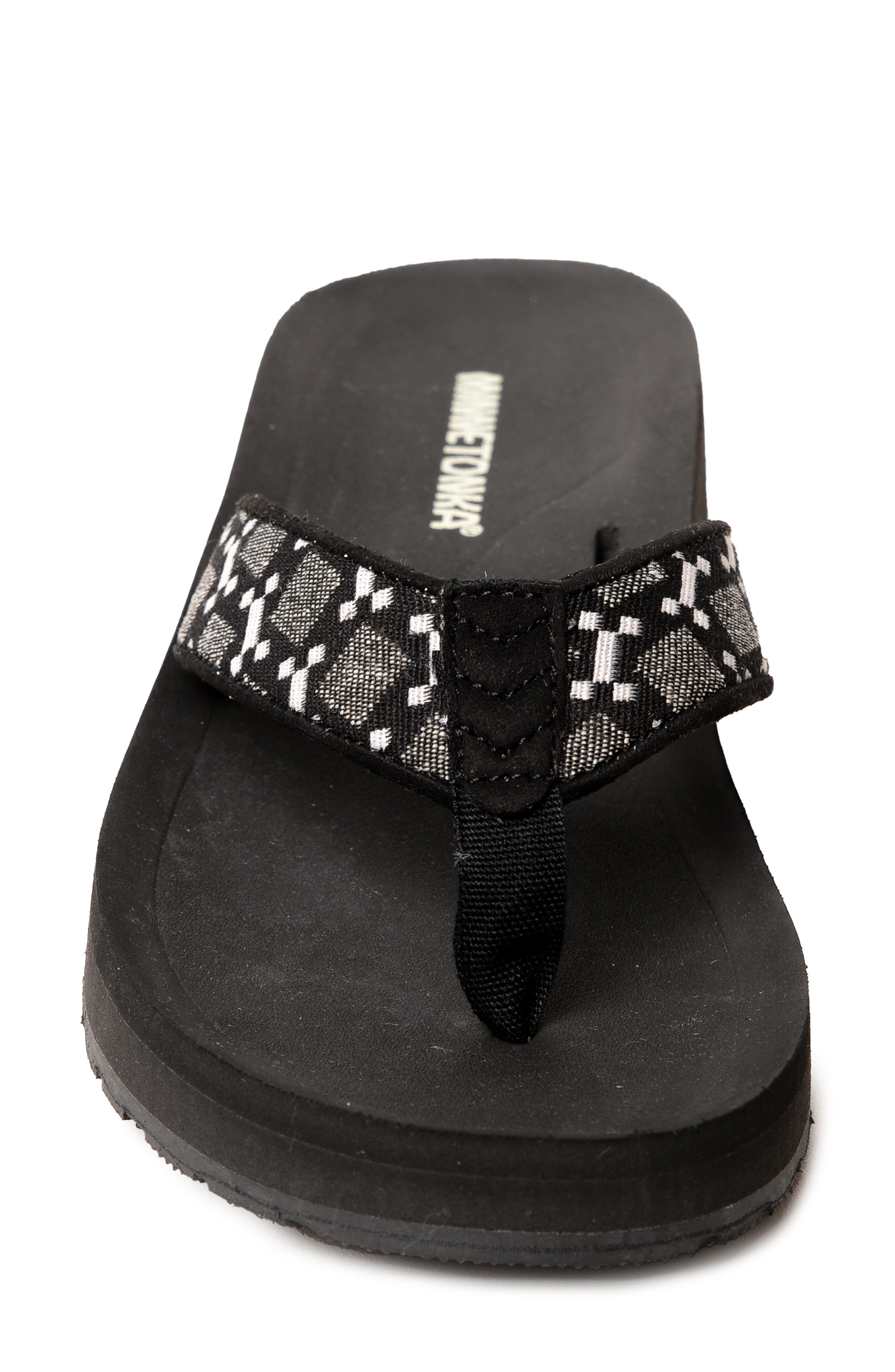 Minnetonka Hedy 2.0 Flip Flop, Alternate, color, Black Geometric