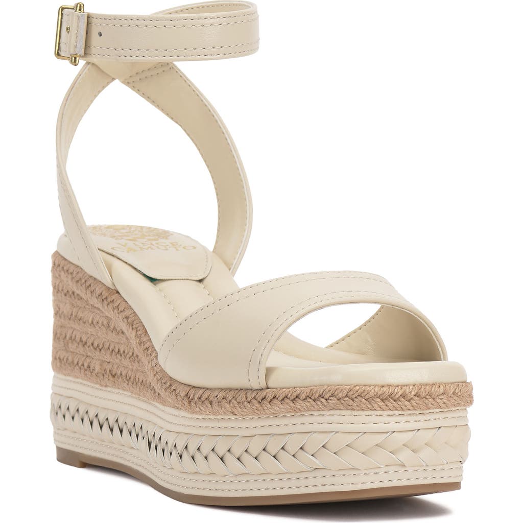 Vince Camuto Lilla Ankle Strap Platform Wedge In Panna Creme