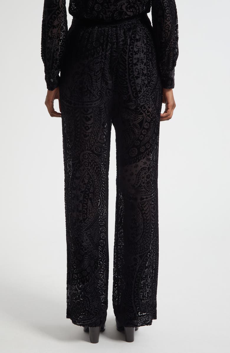Etro Paisley Devoré Velvet Straight Leg Pants, Alternate, color, Printed Black Base