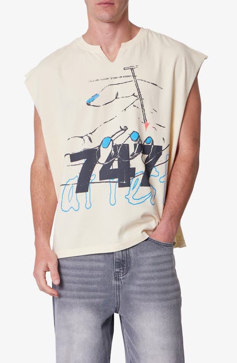 Nail Print Graphic Cutoff T-Shirt