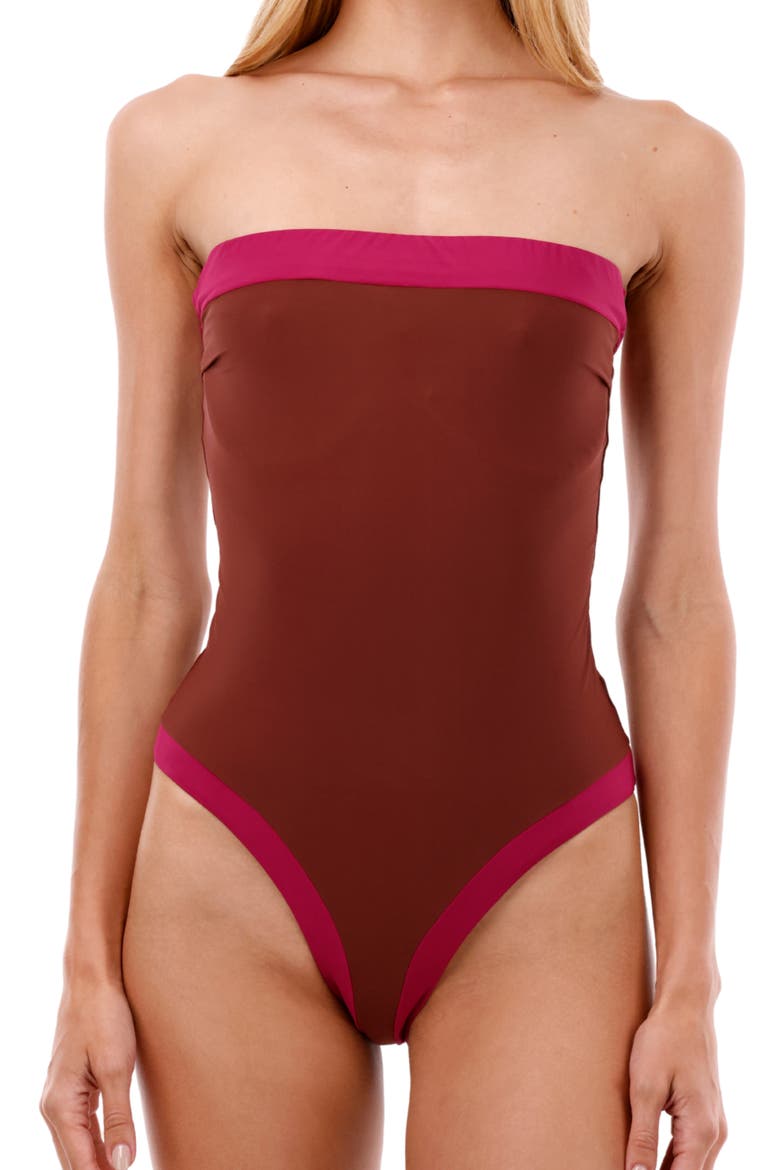 Lunaria Colorblock One-Piece Swimsuit, Alternate, color, RASPBERRY COLOR BLEND