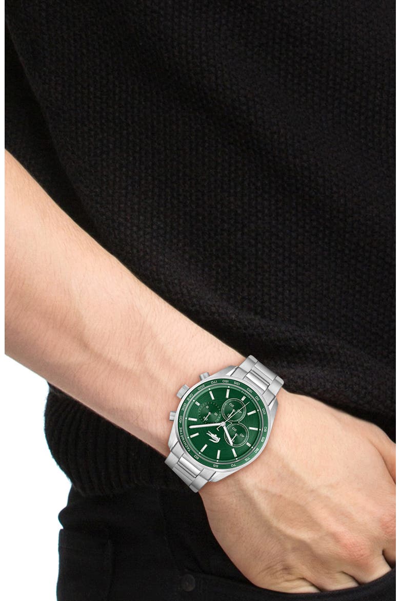 Boston Chronograph Watch, 42mm, Alternate, color, SILVER/ GREEN