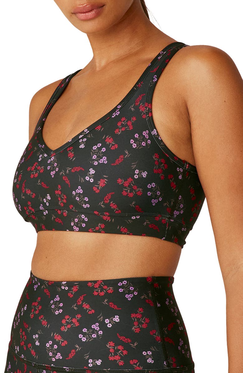 Beyond Yoga Power Play Sports Bra, Alternate, color, Forget Me Not Floral