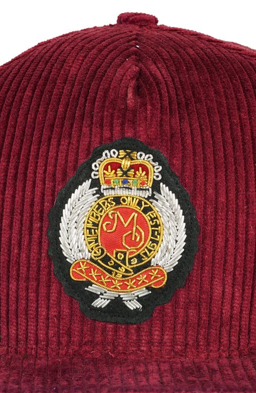 Members Only Corduroy Baseball Cap In Burgundy