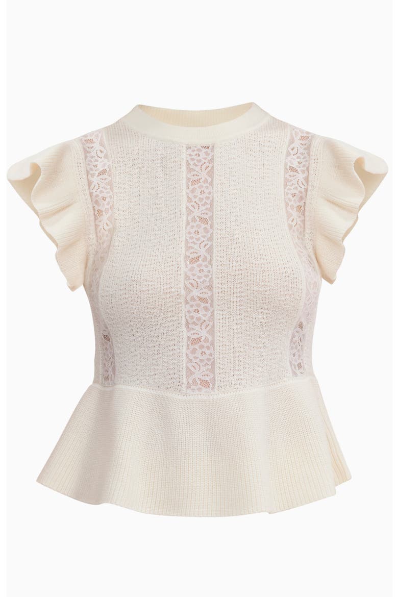 Rhea Lace Knit Sweater, Alternate, color, Ivory
