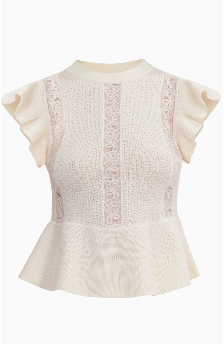 Rebecca Taylor Rhea Lace Knit Sweater, Alternate, color, Ivory