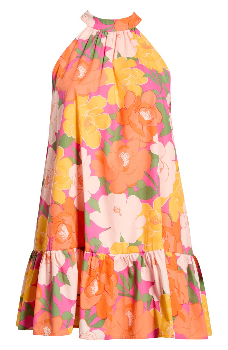 SUGARLIPS Milley Floral Della Halter Minidress, Alternate, color, Pink-Orange