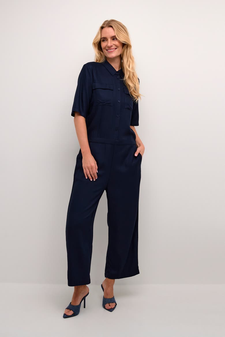 Ruthie Cropped Leg Button Jumpsuit, Main, color, Midnight Marine