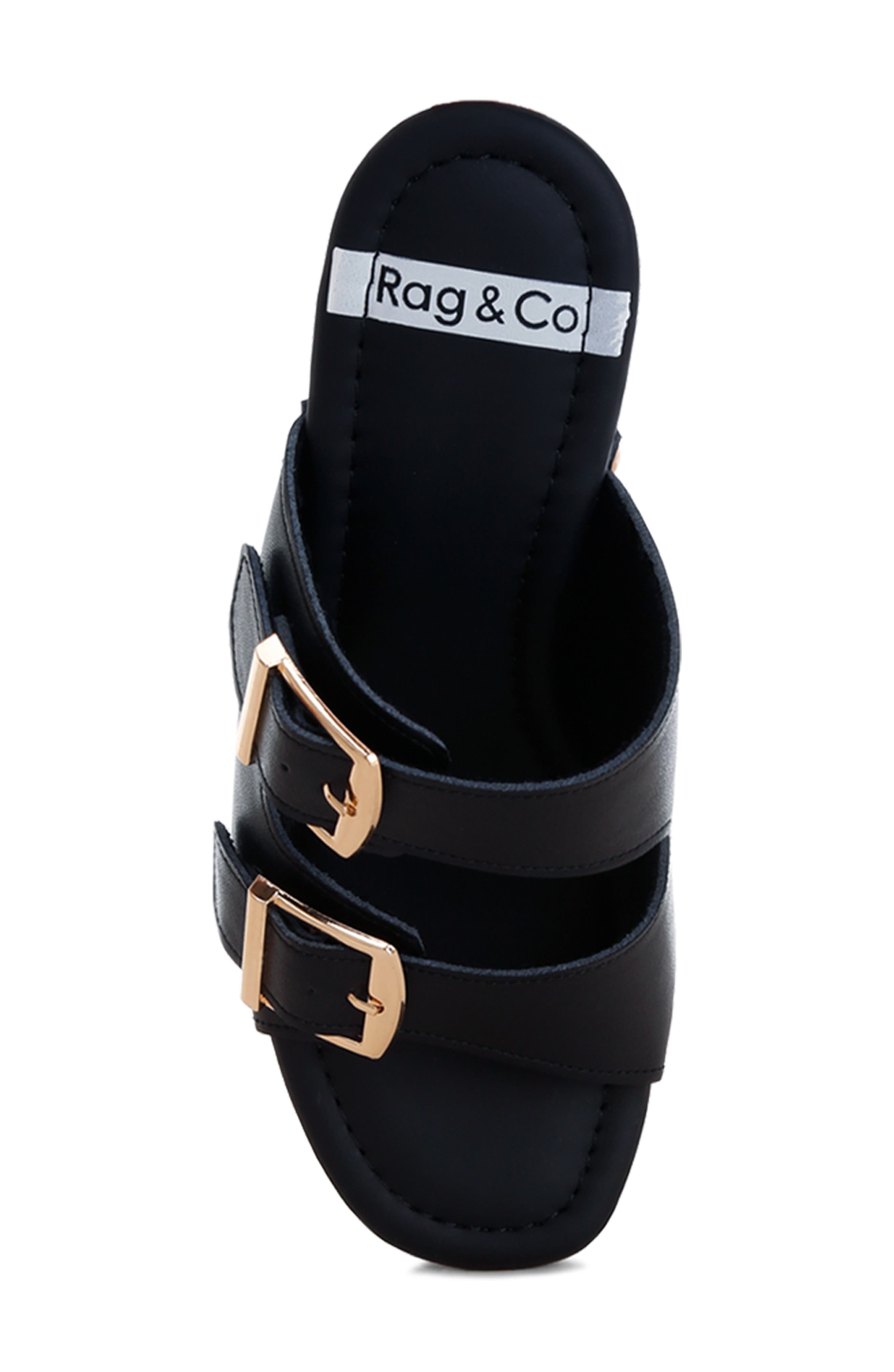 Rag & Co Kenna Double Buckle Strap Platform Sandal, Alternate, color, Black