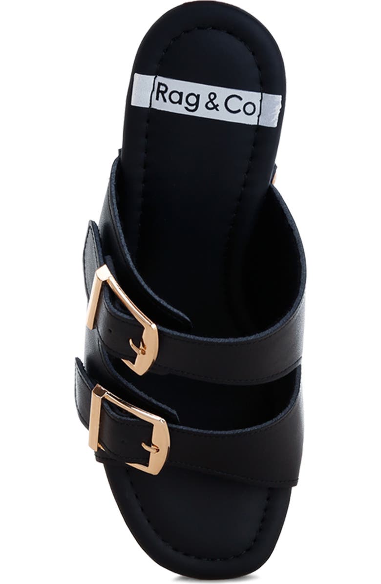 Rag & Co Kenna Double Buckle Strap Platform Sandal, Alternate, color, Black