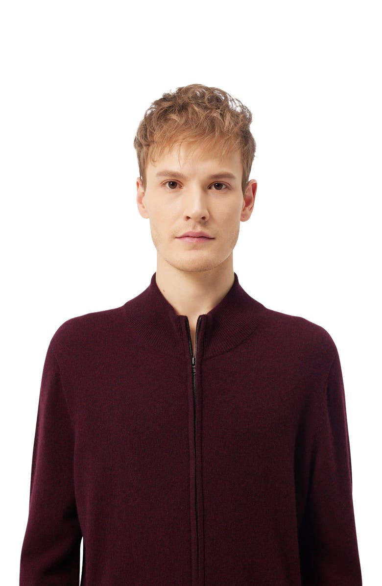 GOBI Mongolian Cashmere Essential Full-Zip Cashmere Cardigan, Alternate, color, Blackberry Wine